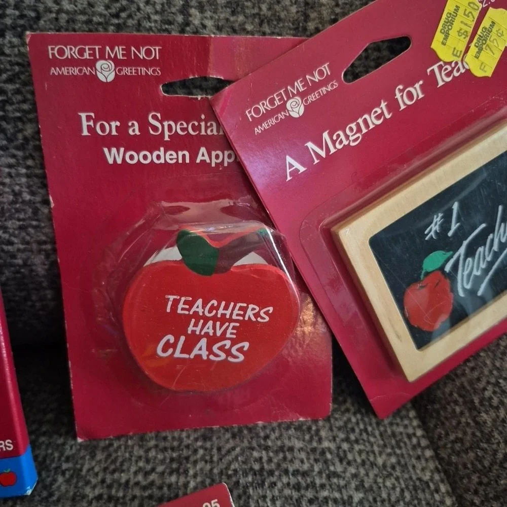 Vintage American Greeting Forget Me Not Teacher Lot Pencils, NotePad, Pins .....